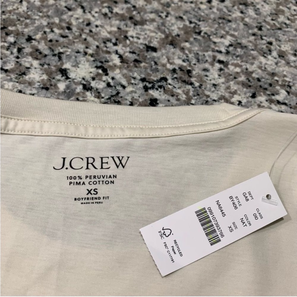 J Crew Top XS Pima Cotton Boyfriend Fit Tan - Picture 4 of 7